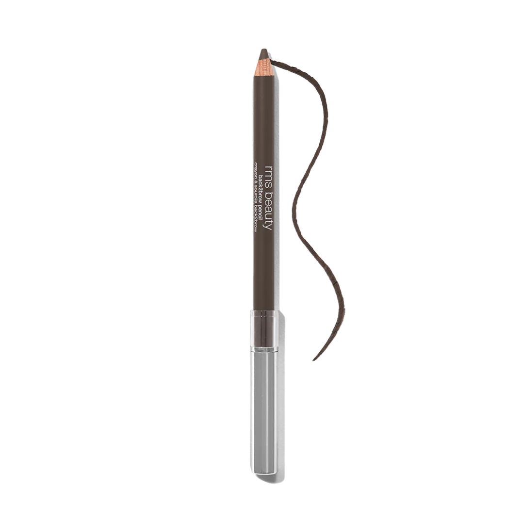 Lápiz de cejas rms beauty tono oscuro. Lápiz para cejas de madera con cepillo, acabado cremoso y que no apelmaza, enriquecido con aceites.