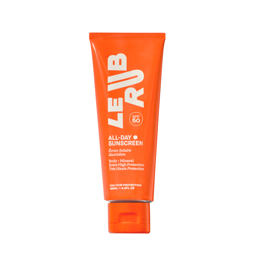 Le Rub All-Day Sunscreen SPF50, protector solar corporal mineral con alta protección y acabado natural.