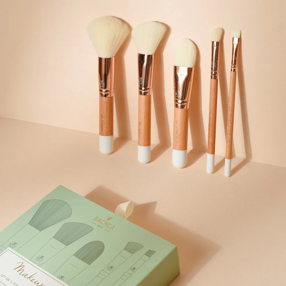 Kit de brochas de maquillaje en madera natural