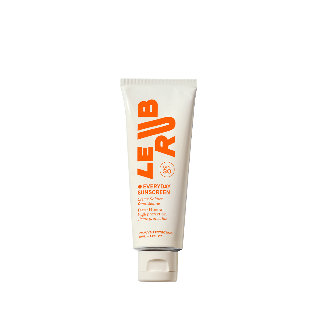 Tubo de Everyday Sunscreen SPF30 de Le Rub, protección facial ligera e imperceptible.