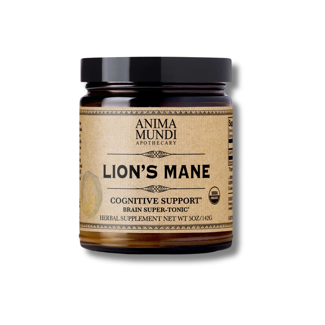 Lion’s Mane de Anima Mundi, polvo funcional de melena de león que mejora la concentración y protege el sistema nervioso.