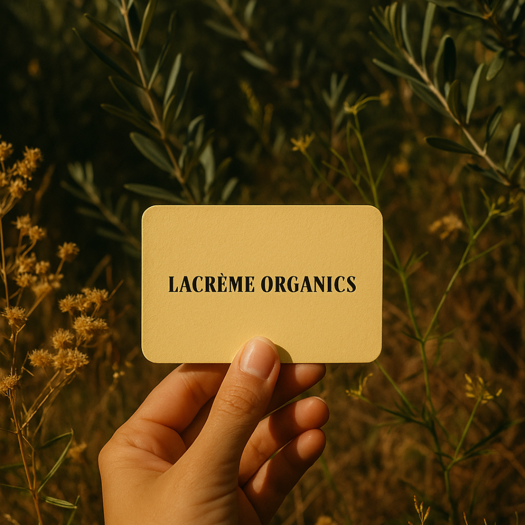 Mano mostrando la tarjeta regalo de La Crème, símbolo de elección libre y placer bien regalado.