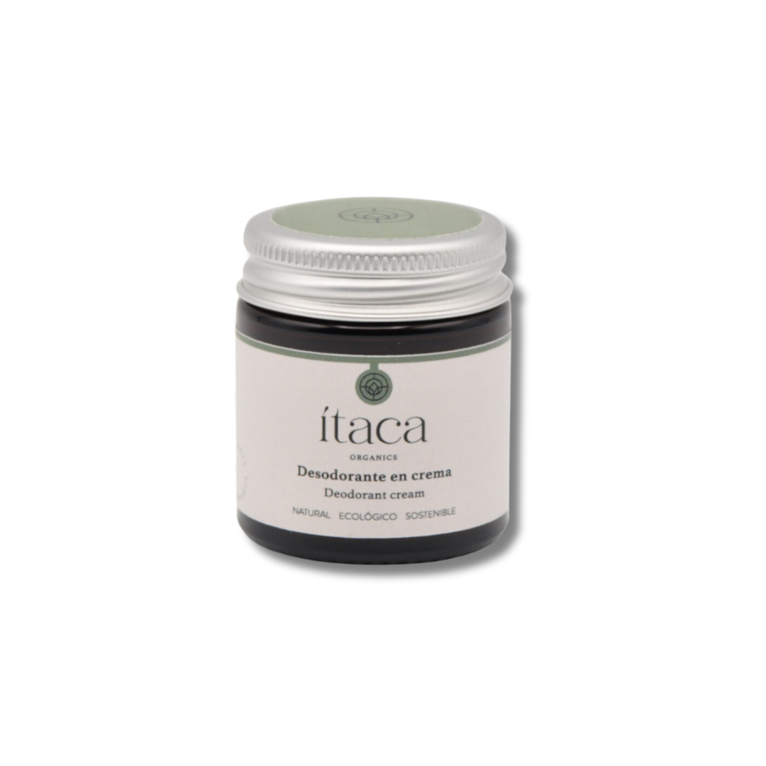 Desodorante ecológico de Ítaca Organics que neutraliza el olor sin bloquear la transpiración.