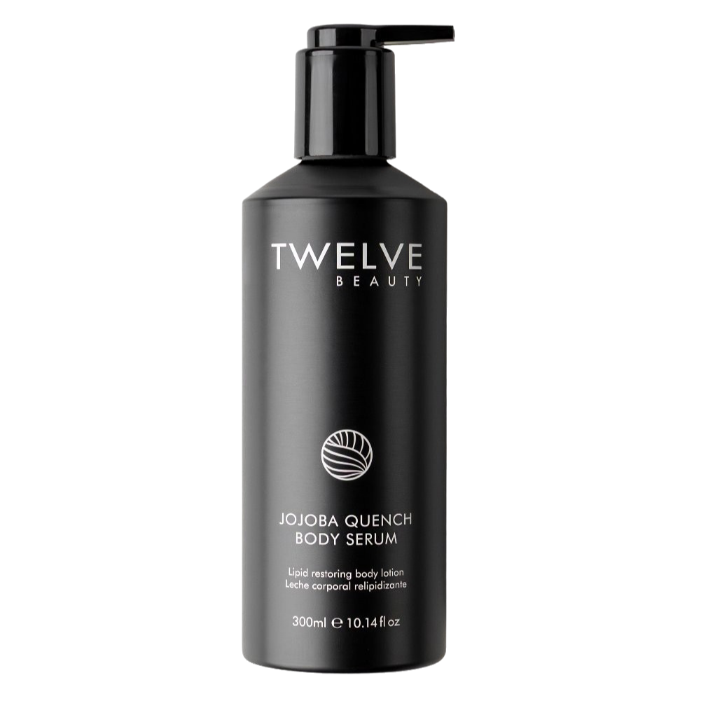 Jojoba Quench Body Serum de Twelve Beauty hidrata al instante y deja la piel elástica, suave y calmada todo el día.