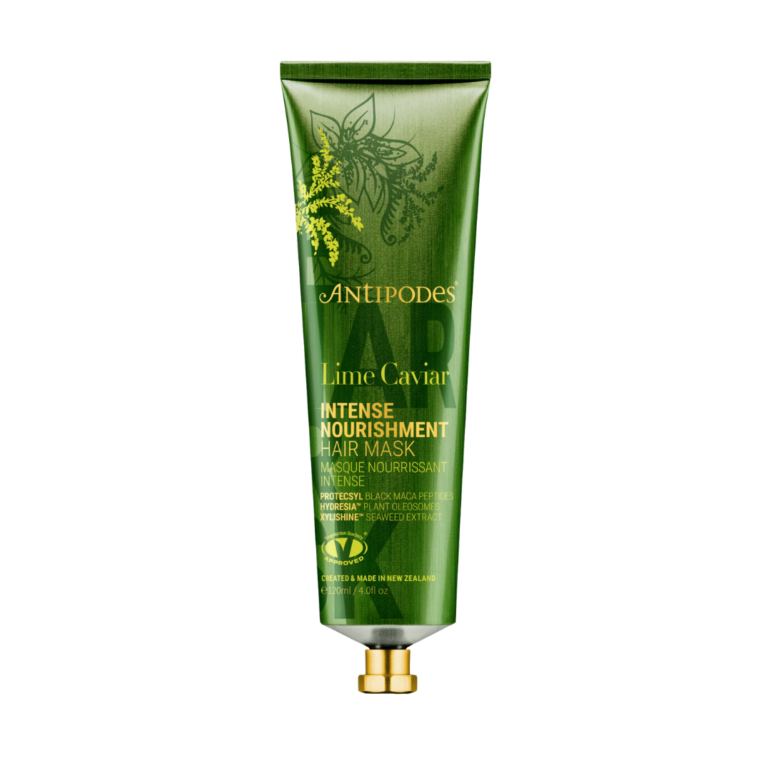 Antipodes Lime Caviar Intense Nourishment Hair Mask, mascarilla capilar nutritiva de tratamiento intensivo.