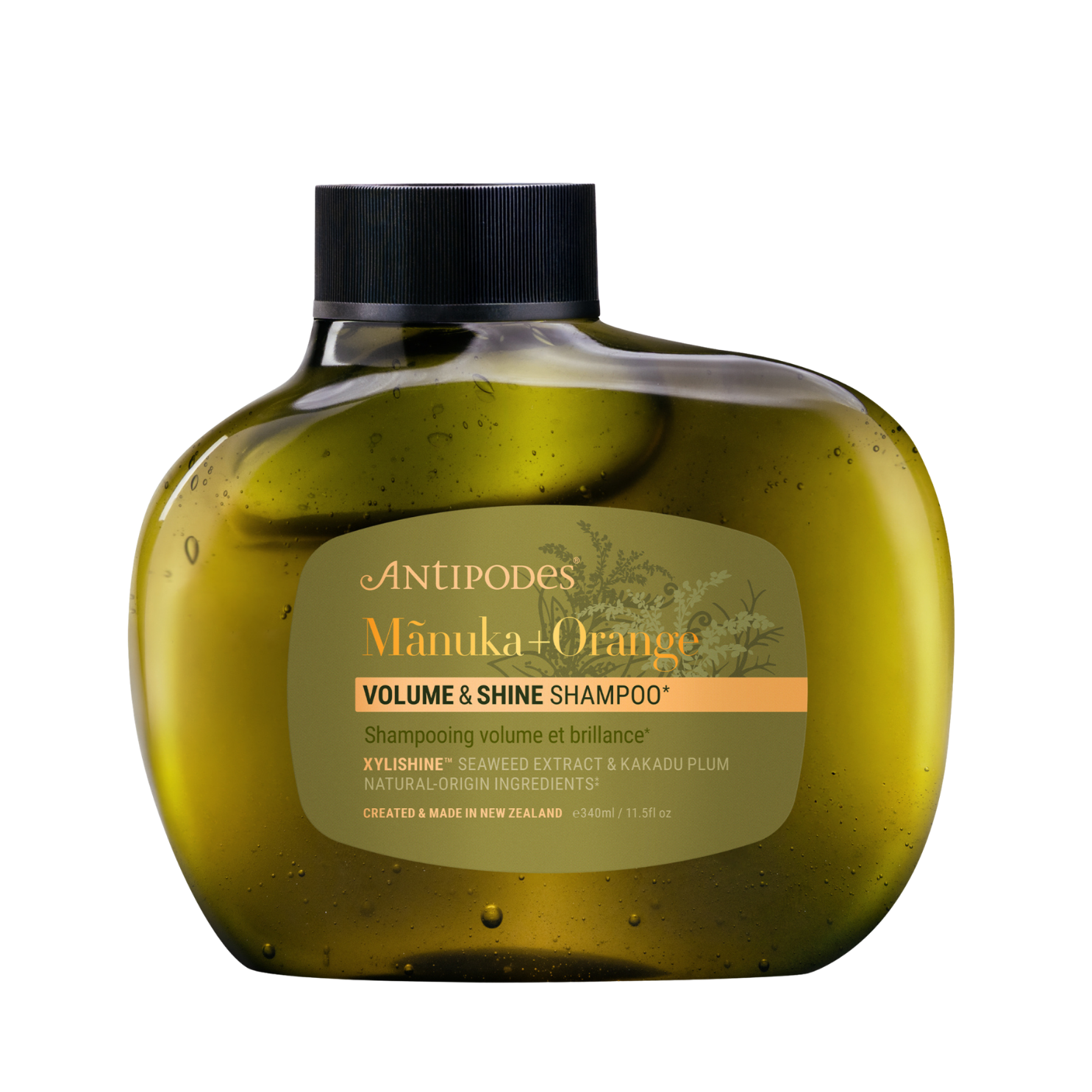 Antipodes Manuka + Orange Volume & Shine Shampoo, champú ligero que limpia y aporta brillo.